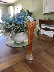 Amber Carnival Glass Vase